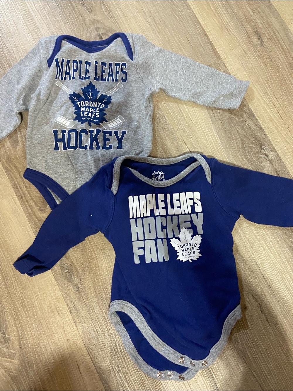 NHL Toronto Maple Leafs Long-Sleeve Baby Bodysuits - Blue & Gray